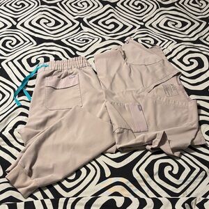 Figs Taupe Scrub Top with Pocket Detail